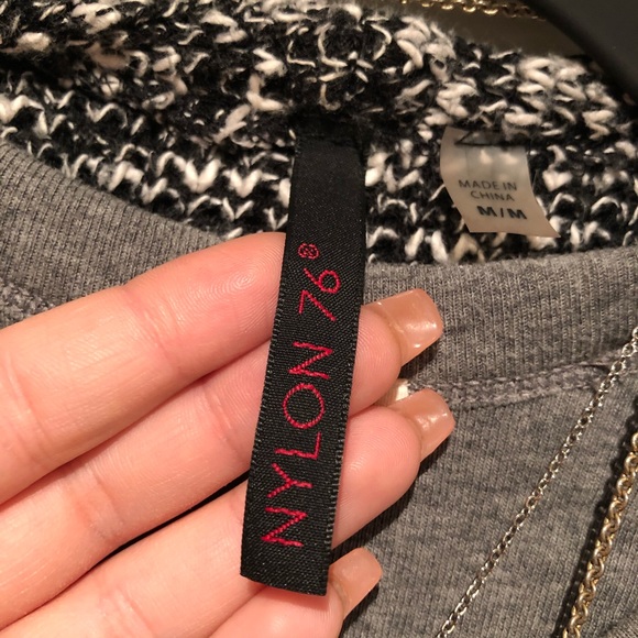 B&W Knit Faux Leather Cardigan - Picture 10 of 12